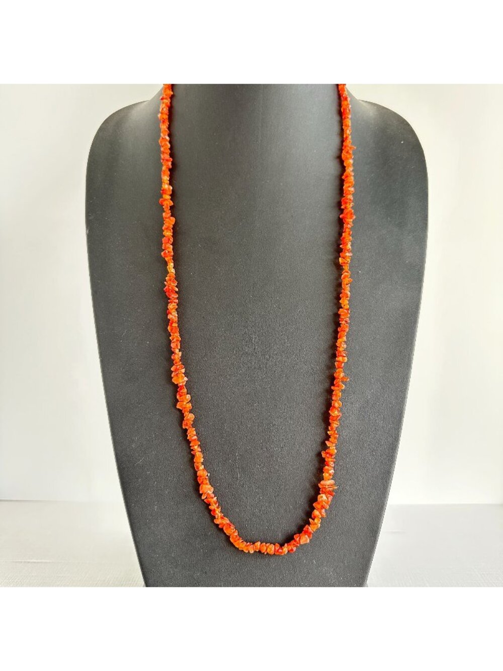Carnelian Chip Necklace  34" Long Endless Strand